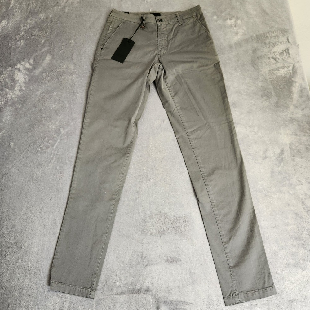 New LIU JO UOMO Slim Chino Pants Medium Grey 28 42 NWT Luxury Gray Italian